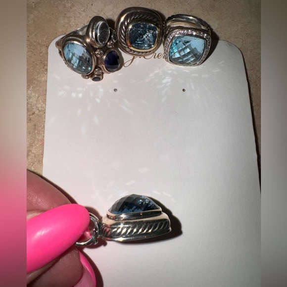 David Yurman Hampton Blue Topaz enhancer - Picture 8 of 9